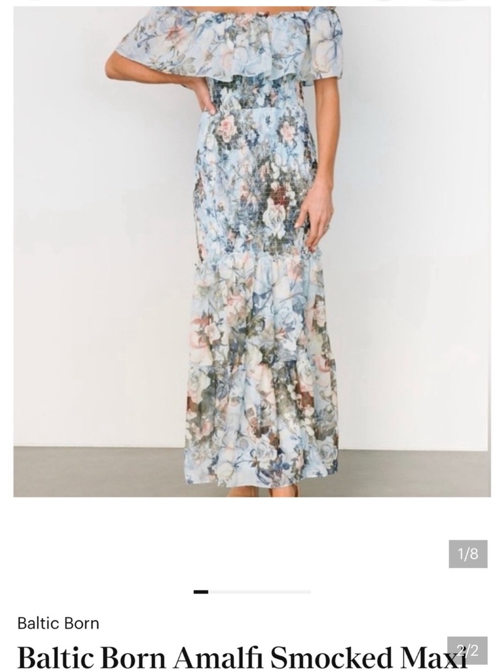 Baltic Born Pastel Blue Floral Smocked Maxi Skirt